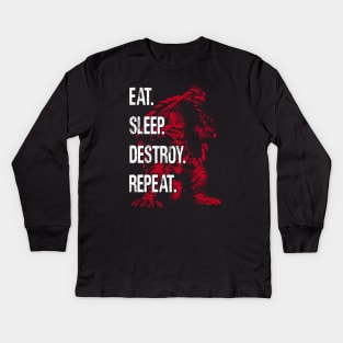 GAMERA 1999 - Eat Sleep Destroy Repeat Kids Long Sleeve T-Shirt